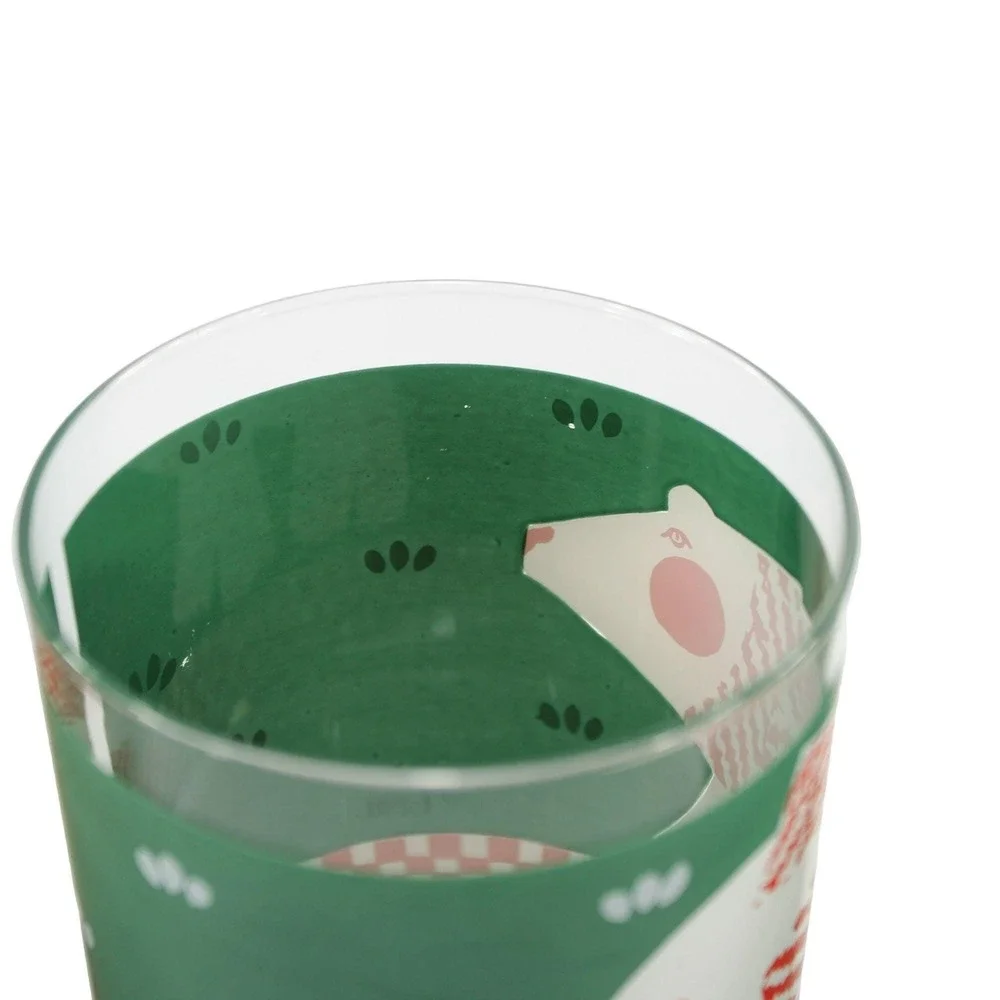 Double Old Fashioned Christmas Winter Cocktail Glasses Cera Set of 3 Polar Bear